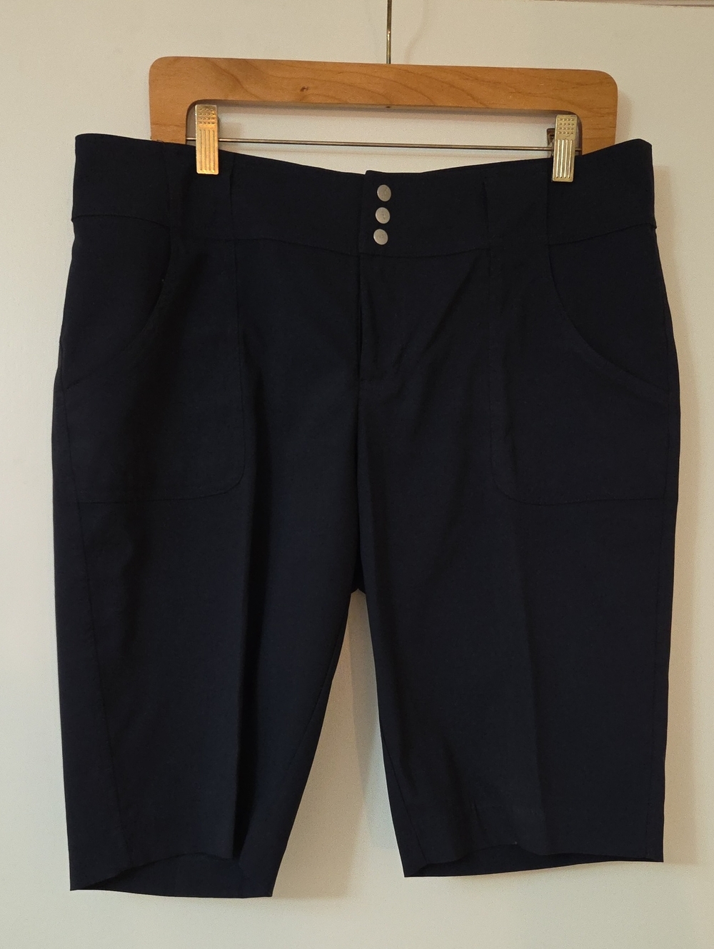 Jofit Navy Blue Bermuda Shorts with Front Patch Pockets